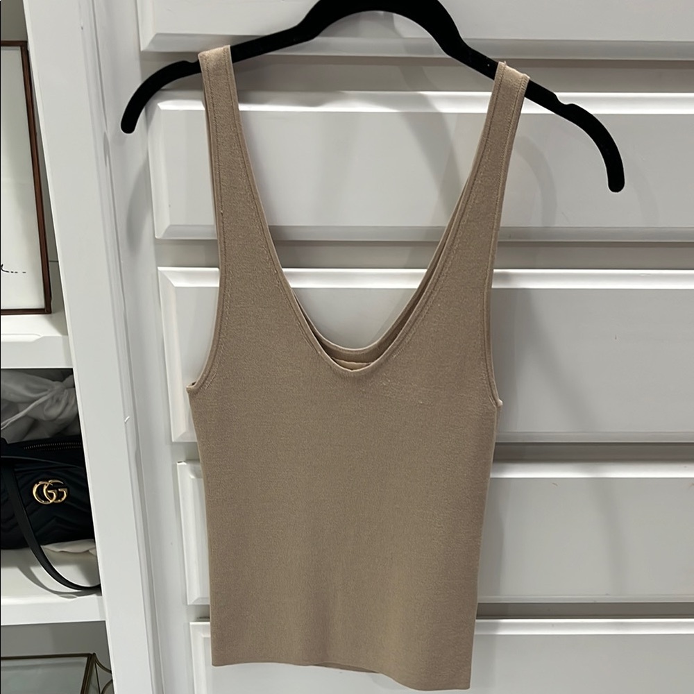 Elegant Tan Sleeveless Shell Top